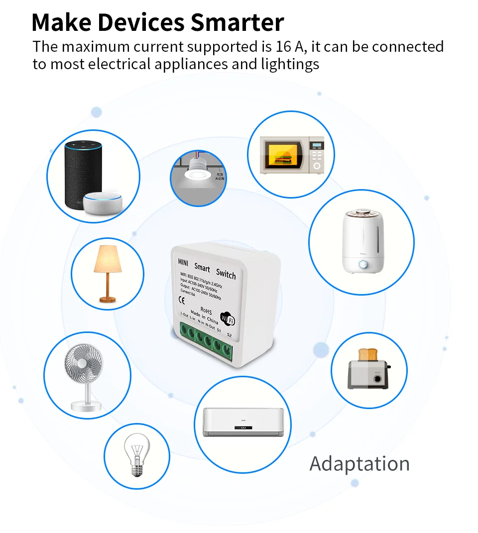 16A Tuya Mini DIY Smart Switch Wi-Fi APP remote bidirectional control support Alexa Google home 2-Way WiFI Mini Smart Switch - Image 13