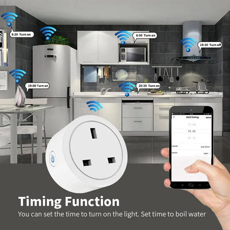 UK Plug TUYA WIFI Smart Socket With Power Monitor Voice Control Timing Home Power Socket Work with Alexa Google - Image 3