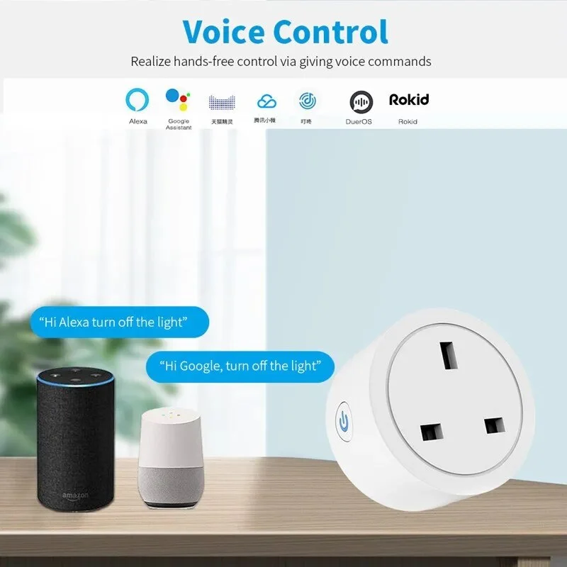 UK Plug TUYA WIFI Smart Socket With Power Monitor Voice Control Timing Home Power Socket Work with Alexa Google - Image 2