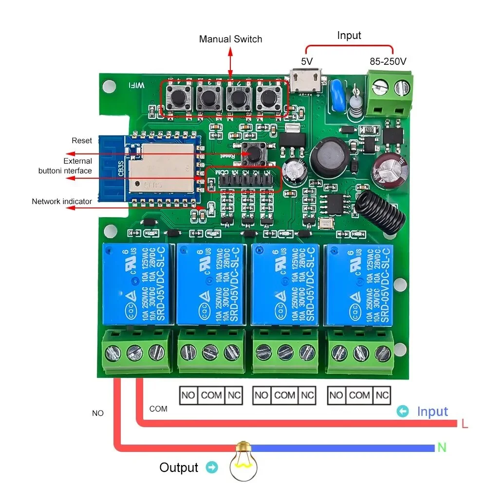 Tuya Smart Wifi Motor Switch Module 5V 12V 32V 220V RF 433 Radio Remote Control 4 Channels Inching Relay for Alexa Google Home - Image 4