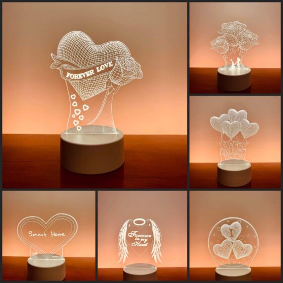 Romantic Love 3D Acrylic Led Lamp for Home Children's Night Light Table Lamp Birthday Party Decor Valentine's Day Bedside Lamp