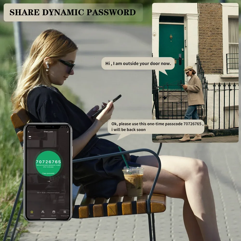 Tuya WIFI Electronic Lock Smart Door Lock Keyless Unlock with Password Biometric Fingerprint Lock Tuya APP Remote Unlock - Image 2