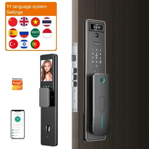 High Quality 3D Face Recognition Digital Door Lock Waterproof Tuya Wifi Bluetooth Locks Fingerprint Smart Door Locks - Image 2