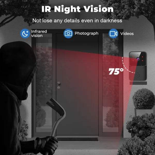 ONENUO WiFi Doorbell Home Tuya WiFi Wireless Doorbell DC AC Battery Powered Camera Bell with Alexa Google Doorbell Camera - Image 4
