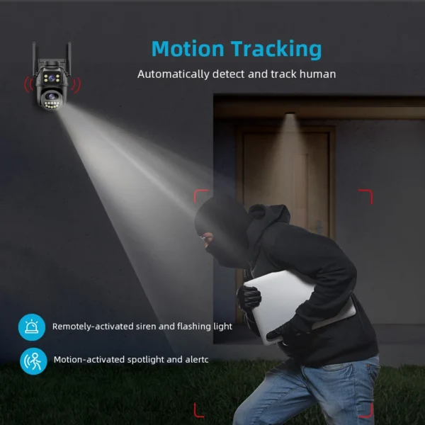 4K 6MP HD WIFI PTZ Camera Outdoor 3MP Dual Lens AI Auto Tracking IP Camera CCTV - Image 5