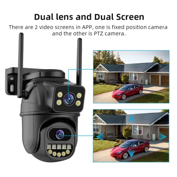 4K 6MP HD WIFI PTZ Camera Outdoor 3MP Dual Lens AI Auto Tracking IP Camera CCTV - Image 2
