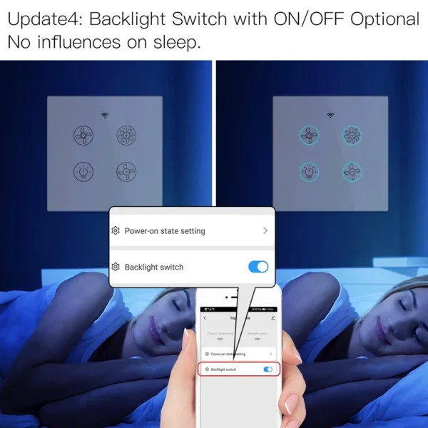MOES New WiFi RF Smart Ceiling Fan Light Control Smart Life/Tuya APP RF Remote Speed Control Alexa Google Home Compatible - Image 4