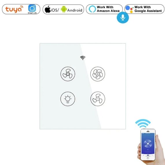 MOES New WiFi RF Smart Ceiling Fan Light Control Smart Life/Tuya APP RF Remote Speed Control Alexa Google Home Compatible