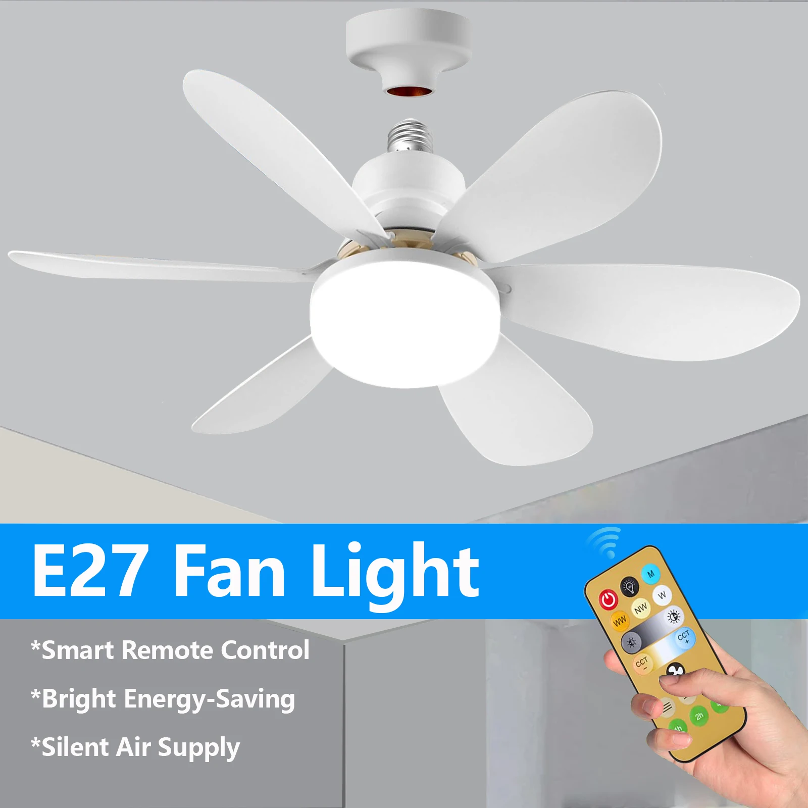 Modern ceiling led light fan 42CM 30W silent with remote control ceiling fan lamp for room office study kitchen
