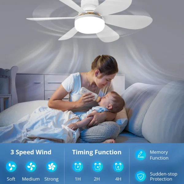 Modern ceiling led light fan 42CM 30W silent with remote control ceiling fan lamp for room office study kitchen - Image 5