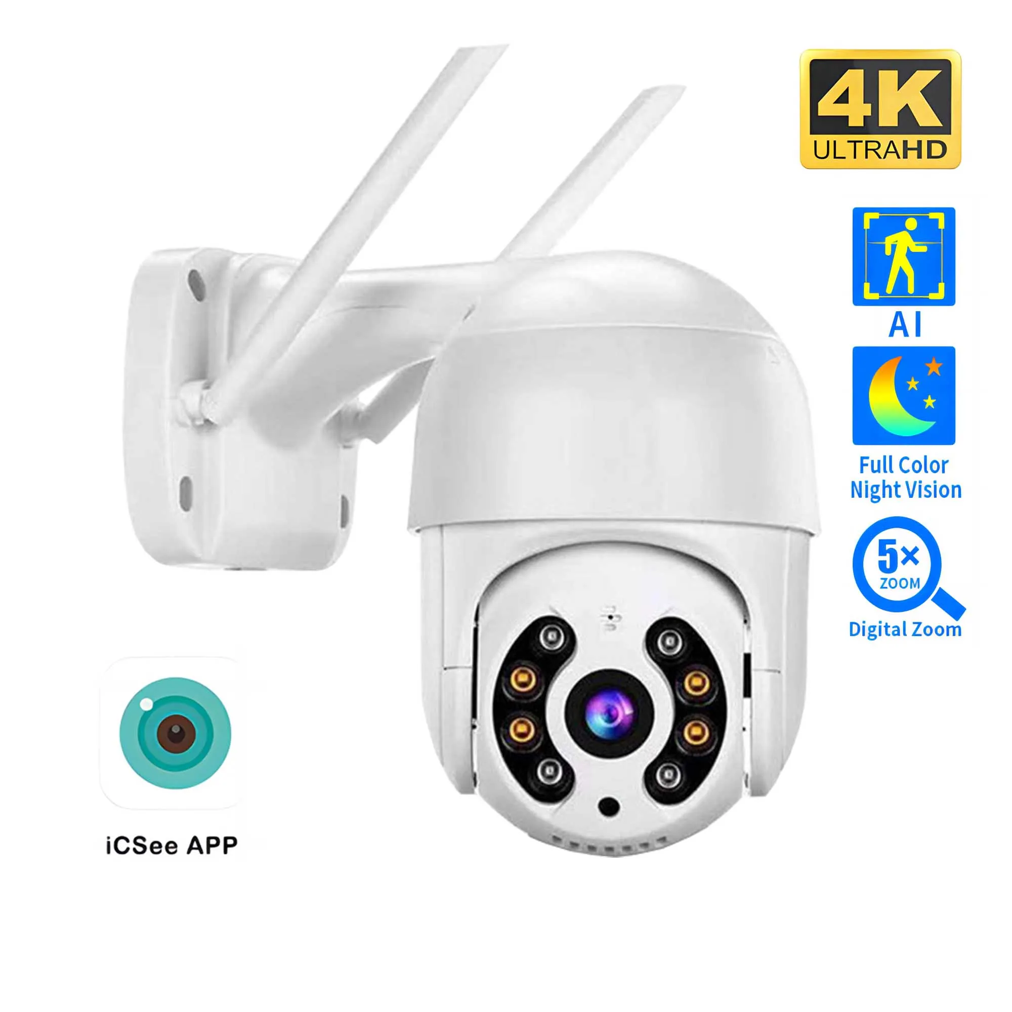 4MP 4K IP Camera 4MP Speed Dome Auto Tracking PTZ Camera Smart Home Outdoor Wireless WIFI Camera