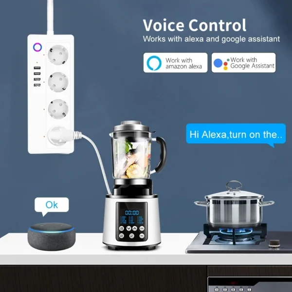 Smart socket WiFi Power Strip Multi Plug With 4 Plug 4USB Port Compatible With alexa google home Smart home Tuya Smart smartlife - Image 4