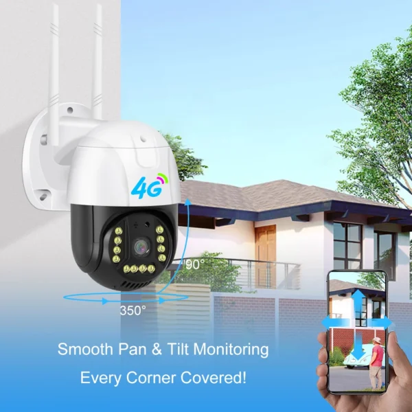 4G 1080P PTZ Rotation CCTV Camera V380 Pro Outdoor Surveillance Waterproof Home Security Auto Tracking TF Card Cloud Storage - Image 2