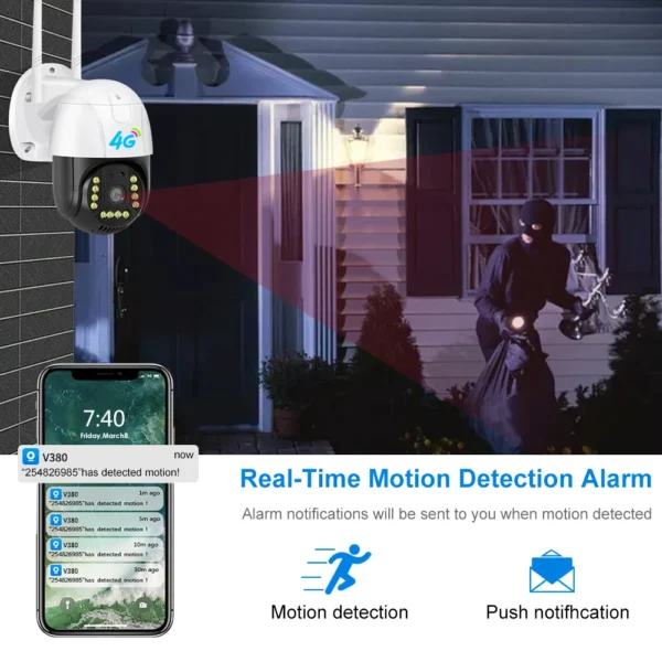 4G 1080P PTZ Rotation CCTV Camera V380 Pro Outdoor Surveillance Waterproof Home Security Auto Tracking TF Card Cloud Storage - Image 4