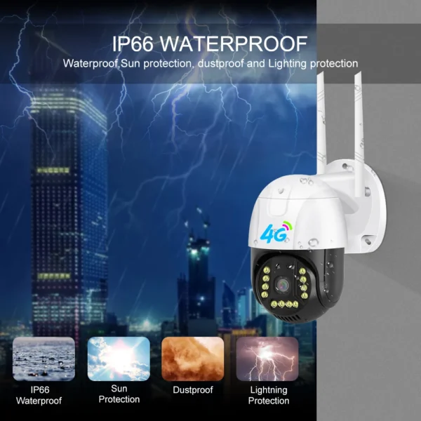 4G 1080P PTZ Rotation CCTV Camera V380 Pro Outdoor Surveillance Waterproof Home Security Auto Tracking TF Card Cloud Storage - Image 5