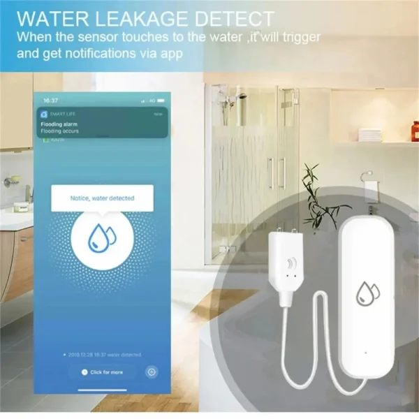 Tuya Smart WIFI Zigbee Water Leakage Sensor Alarm Water Detector Flood Leakage Sensor APP Remote Control Security Alarm System - Image 4