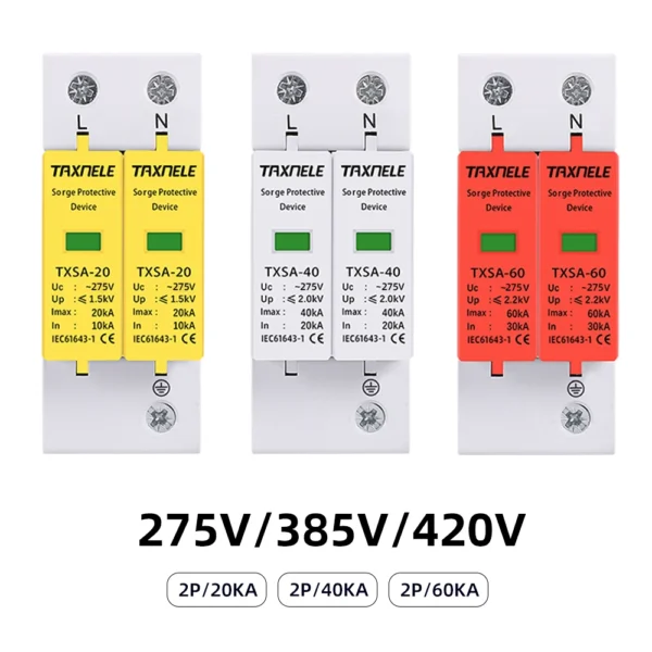 AC SPD 2P 275V 40KA House Lightning Surge Protector protection Protective Low-voltage Arrester Device - Image 2