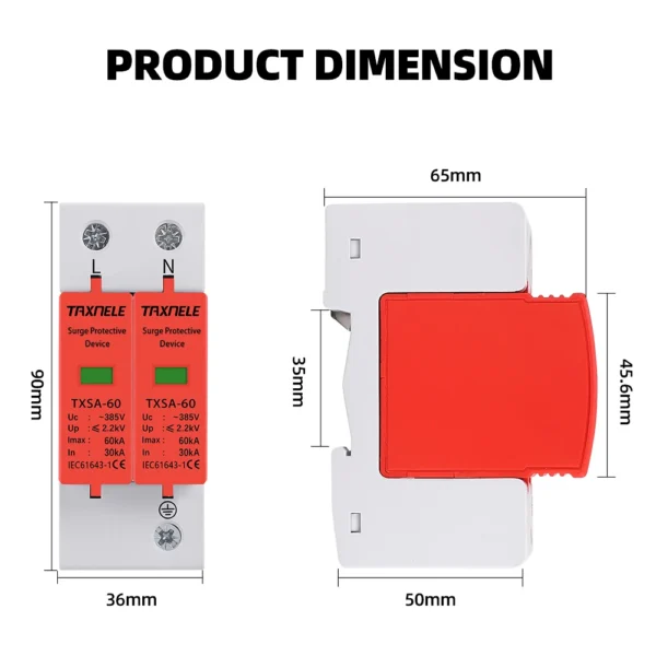 AC SPD 2P 275V 40KA House Lightning Surge Protector protection Protective Low-voltage Arrester Device - Image 5