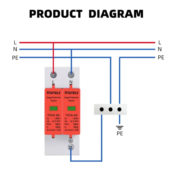 AC SPD 2P 275V 40KA House Lightning Surge Protector protection Protective Low-voltage Arrester Device - Image 4