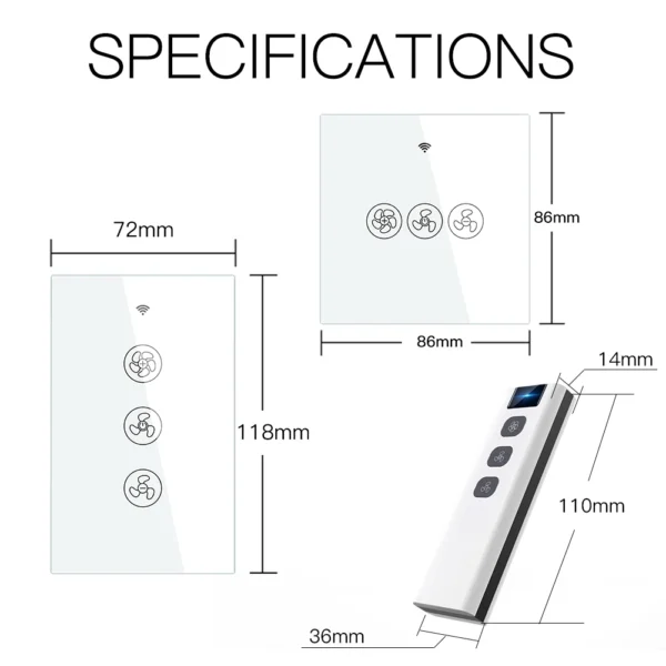 WiFi RF433 Smart Ceiling Fan Switch Smart Life/Tuya App Works with Alexa and Google - Image 6