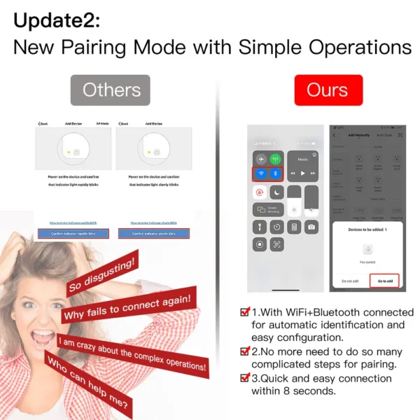 WiFi RF433 Smart Ceiling Fan Switch Smart Life/Tuya App Works with Alexa and Google - Image 3