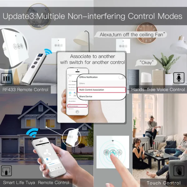 WiFi RF433 Smart Ceiling Fan Switch Smart Life/Tuya App Works with Alexa and Google - Image 4
