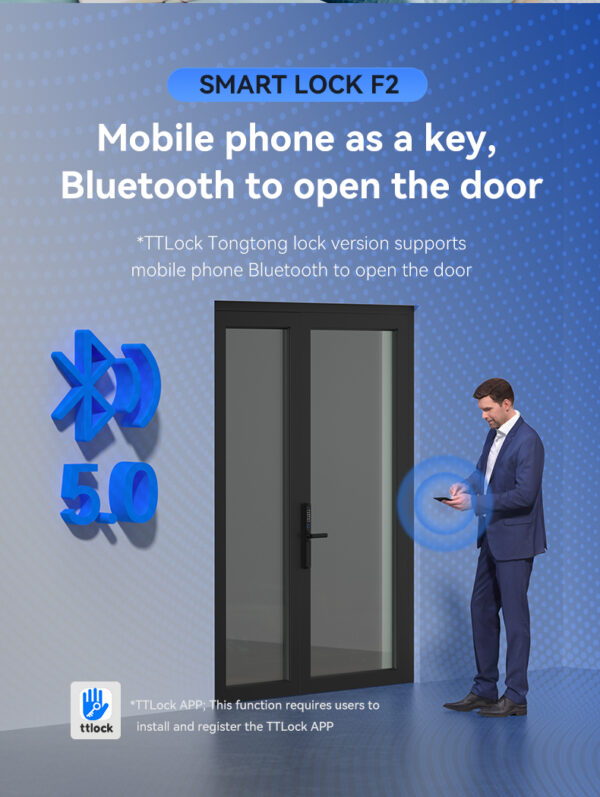 Waterproof Smart Fingerprint Password Card Door TTLock Wifi Lock Aluminum Alloy for Outdoor Pull Push Sliding Door - Image 4