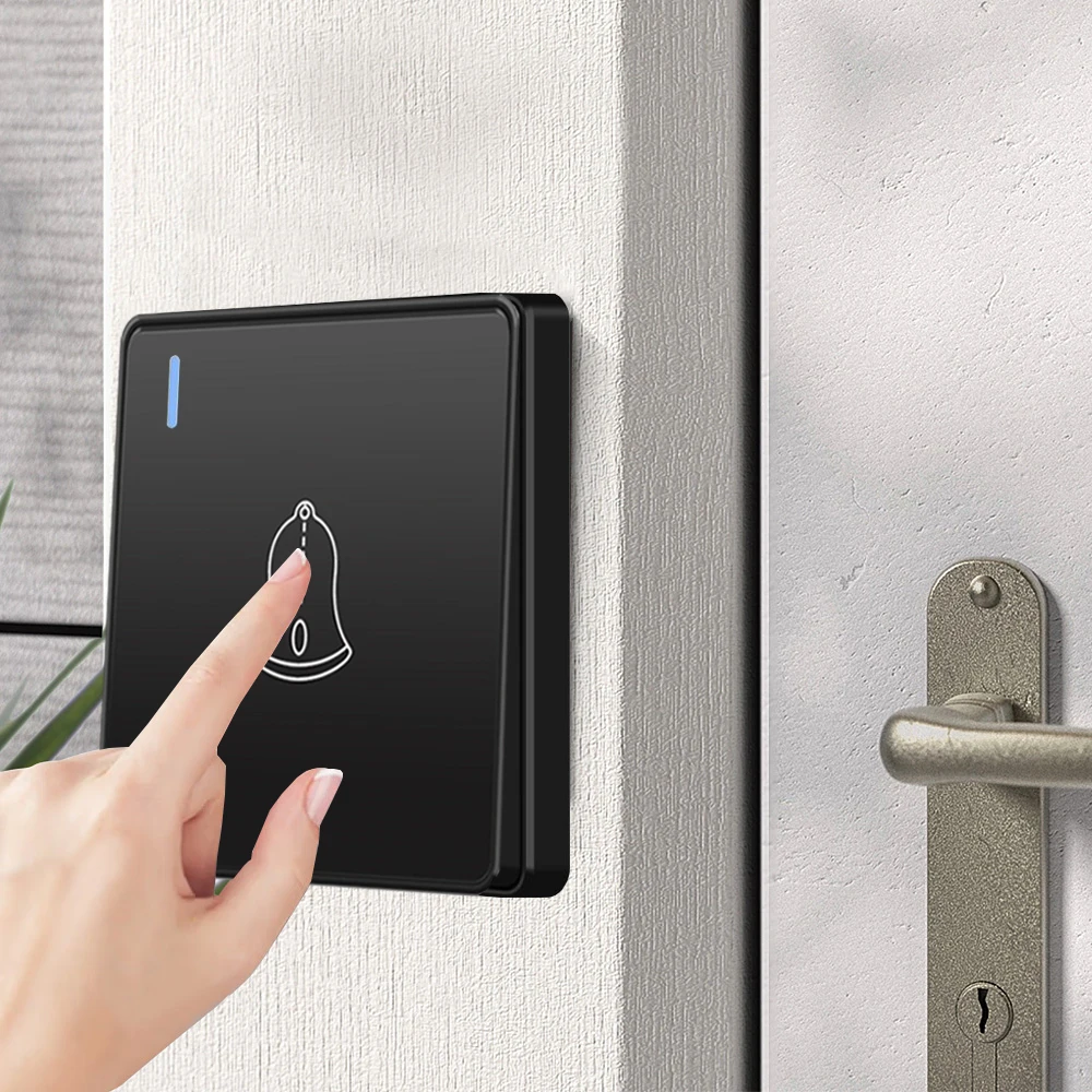 Wall Doorbell Switch Reset Push Button Wire drawing Panel,EU/UK/US/Standard Home hotel doorbell Automatic reset button switch