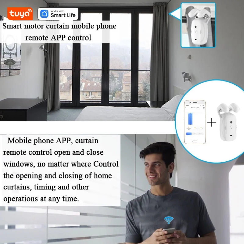 1 PCS Tuya Smart Wi-Fi Curtain Robot (with gateway), Roman Rod Track, APP Remote Control, Voice Control, Single Opening with Solar Charging - Image 6